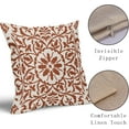 thumbnail image 4 of Burnt Orange Ethnic Boho Pillow Covers 20 X 20 Inch Bohemian Carpet Style Vintage Flower Print Decorative Throw Pillows Outdoor Linen Square Cushion Case Farmhouse Decor for Home Sofa Bed Set of 2, 4 of 6