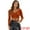 Orange, variant on DARING DIVA Women's Velvet Square Neck Drawstring Puff Crop Top S Black