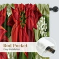 thumbnail image 4 of Christmas Curtains for Living Room Winter Red Flower Bedroom Curtains Window Privacy Semi Sheer Drapes Green Botanical Xmas Vintage Floral Curtains 84 Inch Length 2 Panels Set Christmas Home Decor, 4 of 6