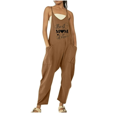 

CQCYD Jumpsuits for Women Casual Women s Sleeveless Jumpsuits Printing Loose Casual Spaghetti Strap Jumpsuits Stretchy Wide Leg Rompers with Two Pockets Rompers for Women Summer