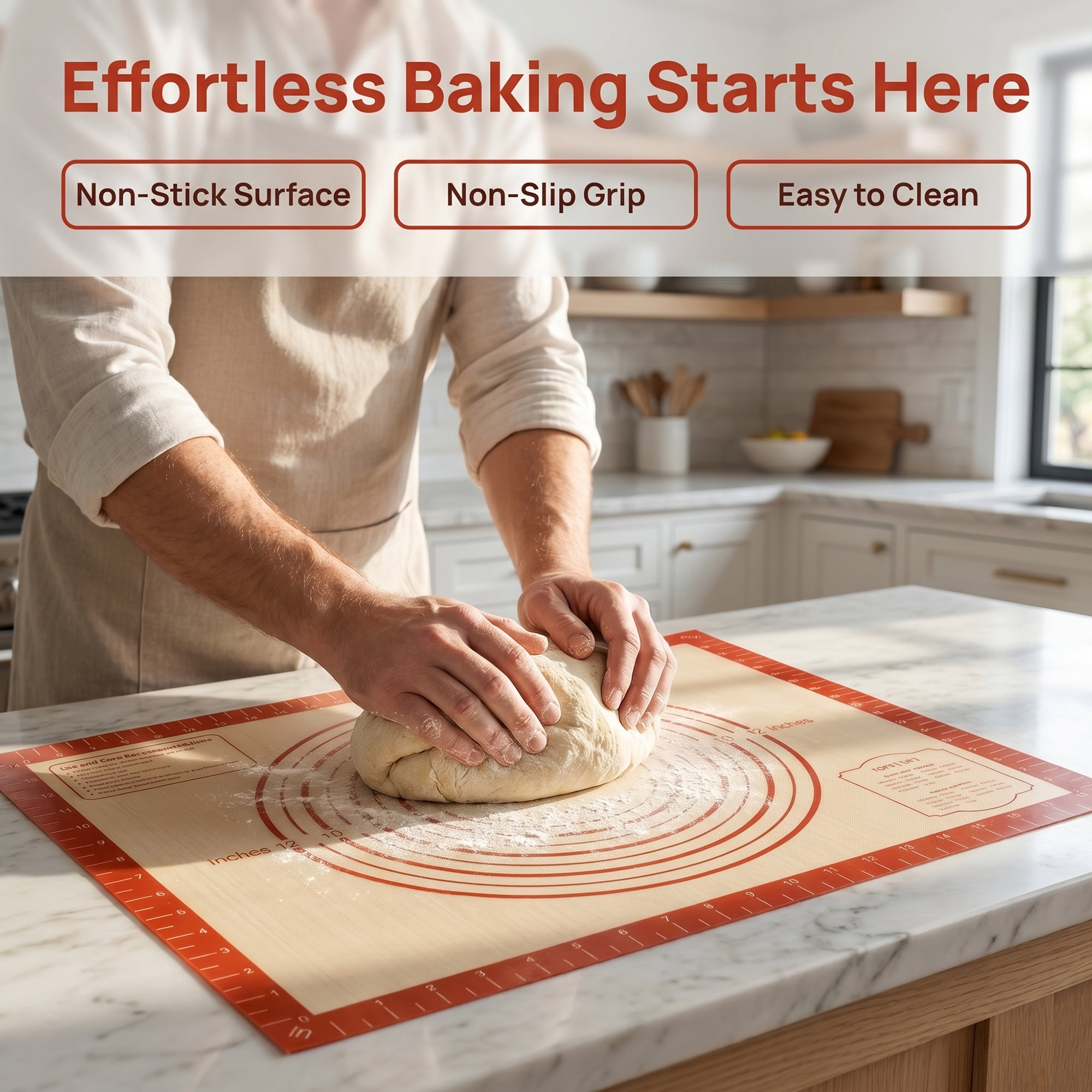 Unique Bargains Silicone Pastry Non Stick Baking Mat with Measurements Red 16"x20"