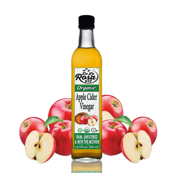 De La Rosa 613 Organic Apple Cider Vinegar, Raw & Unfiltered, 16.9 Oz