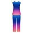 thumbnail image 5 of Mikilon Ensemble Élégant pour Femmes 2 Pcs Débardeur Imprimé Décontracté Sans Manches Col Rond Bleu-B L, 5 of 5