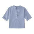 thumbnail image 2 of qolati Girls Shirts Loose Fit Button V Neck Henley Blouses Teen Summer Lightweight Solid Tee Tops with Pockets, 2 of 4