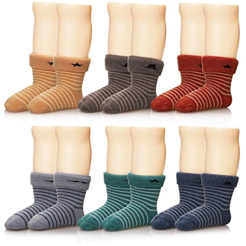 Eocom 6 Pairs Childrens Winter Thick Warm Wool Socks Soft Kids Socks Random Color 