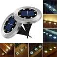 thumbnail image 3 of Luz subterránea solar de acero inoxidable de 8 LED para exteriores, luz de suelo enchufable para césped, luz de jardín para patio, 3 of 4