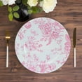 thumbnail image 4 of Efavormart 6 Pack White Pink Floral Acrylic Charger Plates in French Toile Pattern, Round Dinner Charger Event Tabletop Decor - 13", 4 of 11