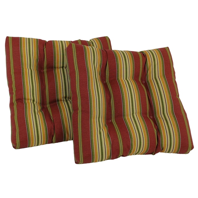 Cojín para silla de comedor de poliéster hilado cuadrado de 19 pulgadas (juego de dos) - Kingsley Stripe Ruby Blazing Needles 94005-2CH-REO-17