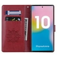 thumbnail image 5 of Allytech Galaxy Note 10 Plus Case, Note10+ 5G Case, Premium PU Leather Owl Mandala Embossed Strap Folio Stand Shockproof Cards Holder Wallet Cases Covers for Samsung Galaxy Note 10 Plus, Winered, 5 of 7
