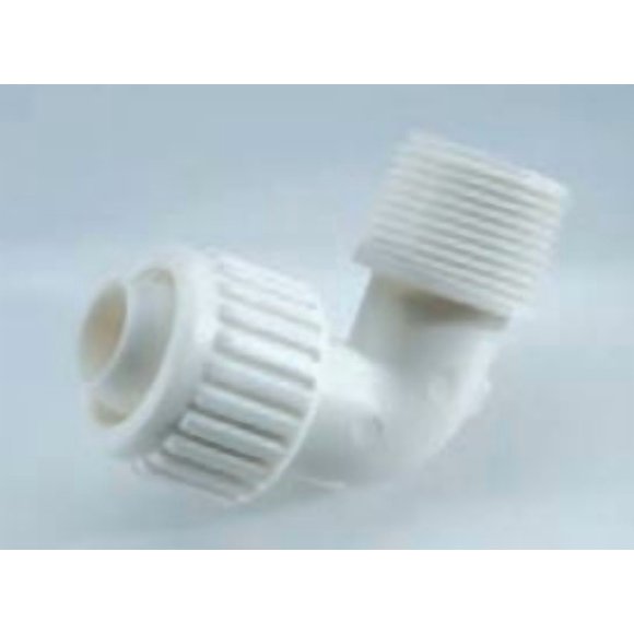 Elkhart Supply Fresh Water Fitting 16810 Flair-It; Adapter; 1/2 Inch PEX x 3/8 Inch Male Pipe Thread; 90 Degree Elbow; White; Plastic; Single; With Barcoded