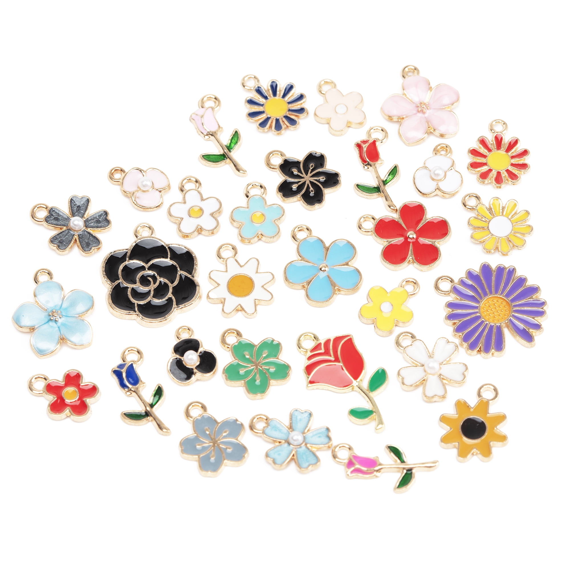 (2 pack) Cousin DIY Enamel Flower Charms, 30 Piece, Gold Metal, Adult, 0.05 lb, Model 69995731