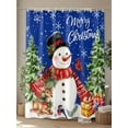 thumbnail image 4 of Christmas Snowman Small Stall Shower Curtain, Waterproof Shower Curtains for Bathroom, Blue Xmas Tree Elk Gifts Snowflake Washable Fabric Cloth Bath Curtain for Bathtub with Hooks 36x72 Inches, 4 of 6