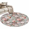 thumbnail image 6 of Pink Green Spring Floral Round Rug 4ft Washable Circle Entryway Rugs Non Slip Vintage Botanical Summer Area Rug Indoor Floor Carpet for Bedroom Kitchen Living Room Home Office Dining Room Nursery, 6 of 8