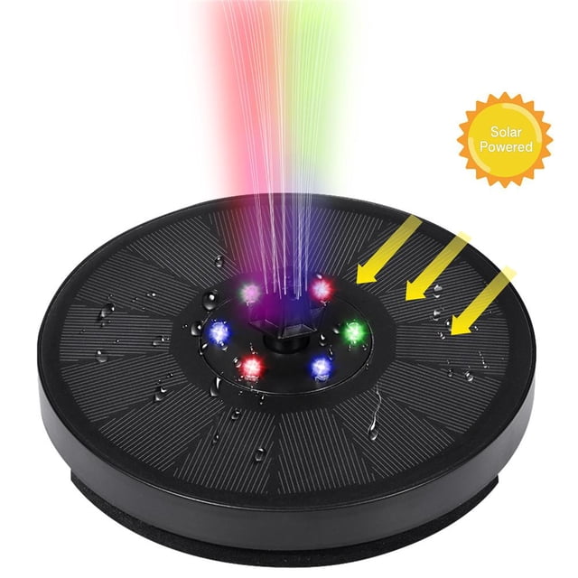 Solar Powered Fountain, Waterproof Colorful Lights Decor for Bird Bath Garden Patio Pond Pool Outdoor