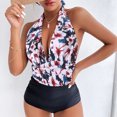 thumbnail image 2 of Bikini sin espalda con estampado de bloques de color cómodo para mujer, traje de baño de una pieza, conjunto de ropa de playa OAVQHLG3B Store lin121212, 2 of 3