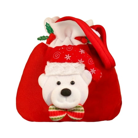 

Joyfeel Christmas Gift Bag Xmas Snowman Santa Bear Elk Candy Bag Drawstring Gift Wrapping Pouch Goodie Treat Holder Sack Stockings Party Favor