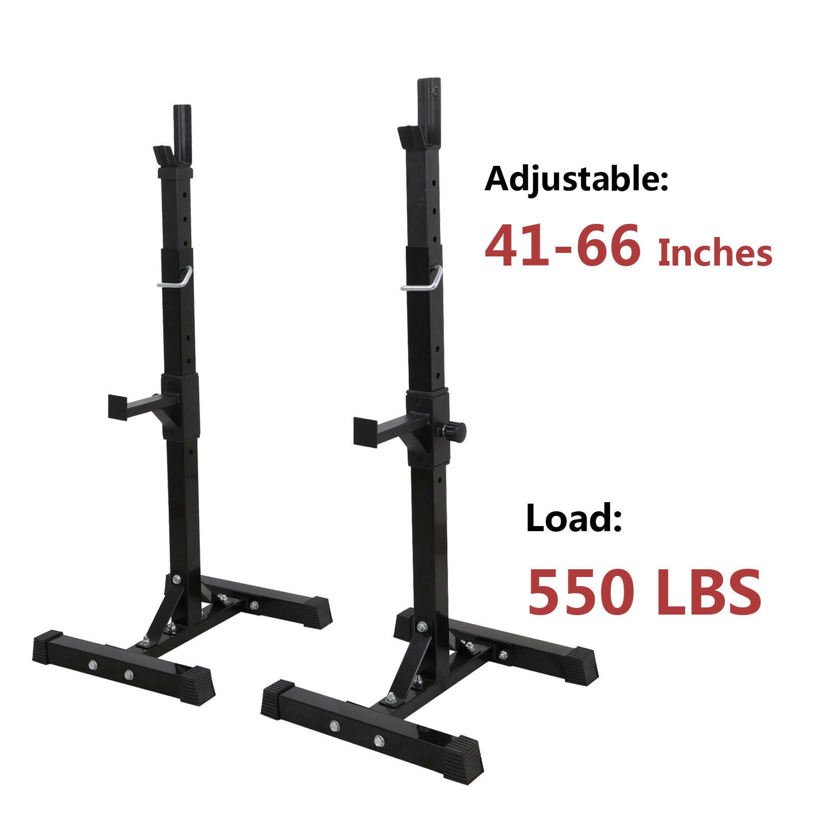 ZenStyle 550 Lbs. Pair of Adjustable 40 In. - 66 In. Rack Sturdy Steel Squat Barbell Free Bench Press Stands Gym/Home