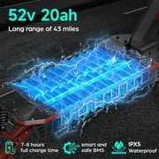 GOKEEP Electric Scooter for Adults, 1500W Peak Motor, 52V 20AH Battery, 11” Anti-Slip Off-Road Tires, Max 43mile, Foldable Escooter with NFC Smart Unlock&Turn Signals, Red