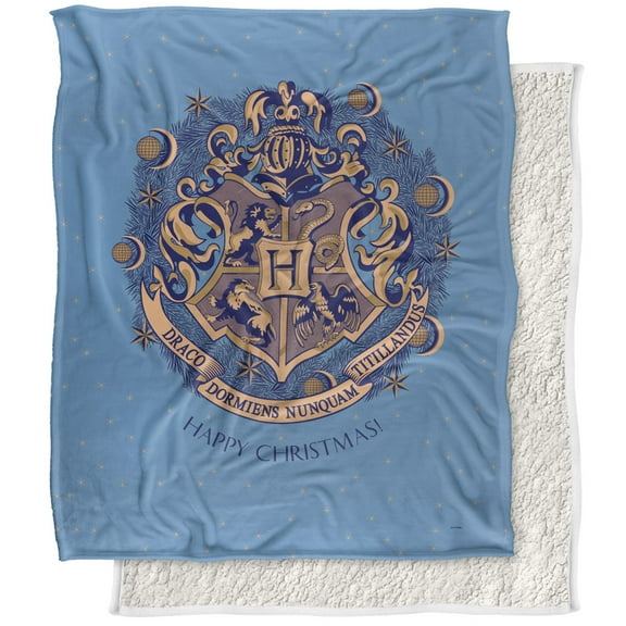 Harry Potter and The Deathly Hallows Part 2 Blanket, 50'x60' Happy Christmas from Silky Touch Sherpa Back Super Soft Throw Blanket