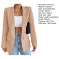 thumbnail image 7 of Joernso Women Suit Coat Spring Autumn Solid Color Business Suit Coat Lapel Long Sleeve Flap Pockets Open Front Suit Jacket, 7 of 7