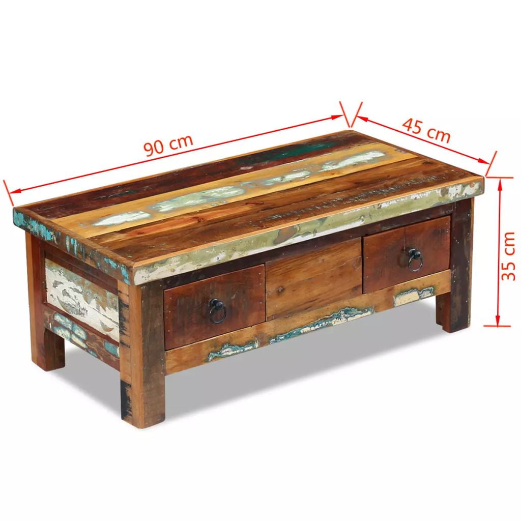 Kepooman Modern Solid Reclaimed Wood End Side Table with Drawers, 35.4" x 17.7" x 13.8", Brown Kepooman Modern Solid Reclaimed Wood End Side Table with Drawers, 35.4" x 17.7" x 13.8", Brown