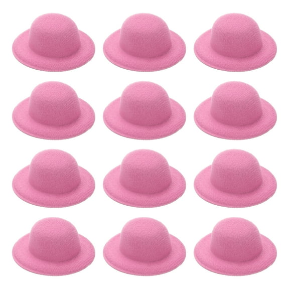 Uxcell 2.3" Mini Formal Hats, 12 Pcs Miniature Doll Hats Mini Top Hat for Crafts Hair Accessories Decorate Doll Snowman, Pink