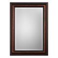 thumbnail image 2 of Benzara BM205017 Rectangular Beaded Wooden Mirror with Groove Edge, Brown & Silver, 2 of 2