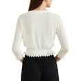 thumbnail image 3 of INSPIRE CHIC Women's Long Sleeve Ruffle Button Down Summer Casual Knit Cardigan Top S White, 3 of 6