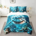thumbnail image 2 of Erosebridal 3D Shark Bedding Sets Twin Size, Ocean Animal Comforter Sets with Sheets, Underwater World Bed Set, Microfiber Room Decorative, 7 Pieces, 2 of 6