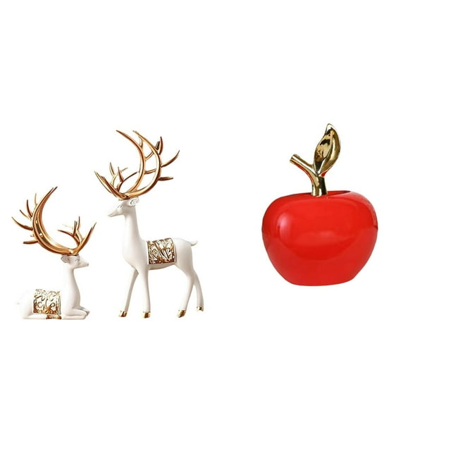 Escultura De Reno Europea, Artesanía Coleccionable, Figura De Cerámica Para Amantes De Los Ciervos, Adorno Artístico De Frutas Para El Hogar, Cafetería, Sala De Estudio, Vacaciones