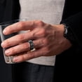 thumbnail image 2 of Anillo giratorio para hombre para aliviar la ansiedad - Anillo de ansiedad negro de acero inoxidable con incrustaciones de cadena de acera Joyería Tamaño de regalo Circunferencia 55 mm Diáme, 2 of 4