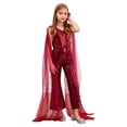 thumbnail image 2 of CHICTRY Kids Girls Sequins One Piece Party Jumpsuits with Tulle Cloak Flower Wedding Prom Dress Burgundy 16, 2 of 7
