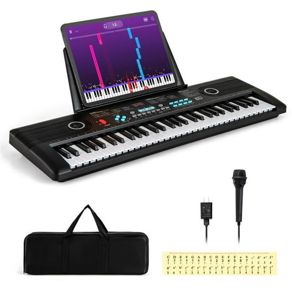 Kepooman Piano,61 Key Electric Portable Digital Keyboard Piano for Beginner-Black