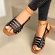 thumbnail image 4 of Sandalias de gran tamaño para mujer, zapatos planos de estilo coreano, zapatos de playa tejidos de moda de primavera y verano, 4 of 5