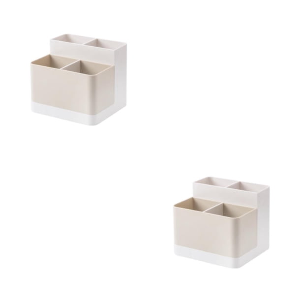 Bewildely Exquisita caja de almacenamiento artesanal ABS para escritorio con compartimentos - Organizador de gran capacidad ABS Made Apricot Albaricoque 2piezas