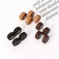 thumbnail image 3 of JUNTEX Fashion Wooden Design Dumbbell Ear Piercing Ear Studs All-match Barbell Studs Earrings Gifts for Men Women Family Friend, 3 of 12