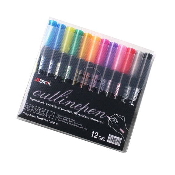 Set of 12Pcs Glitter Pens for , Shimmering Colors Double Line Outline Pens for Arts and , Sparkly Pens