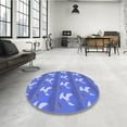 thumbnail image 4 of Ahgly Company Machine Washable Indoor Square Transitional Denim Blue Area Rugs, 4' Square, 4 of 7