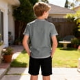 thumbnail image 3 of Eltusu Boys T-Shirts, Pullover Crew Neck Summer Casual Tee with Shorts Sleeve Gray Size 5-6 T, 3 of 8
