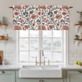 thumbnail image 2 of Boho Flowers Tier Curtains, Watercolor Red Orange Floral Branch Leaf Light Filtering Kitchen Curtains, 2Pcs Rod Pocket Half Window Treatments Panels for Sink Cafe Cabinet Camper 27.5x36 Inches, 2 of 9