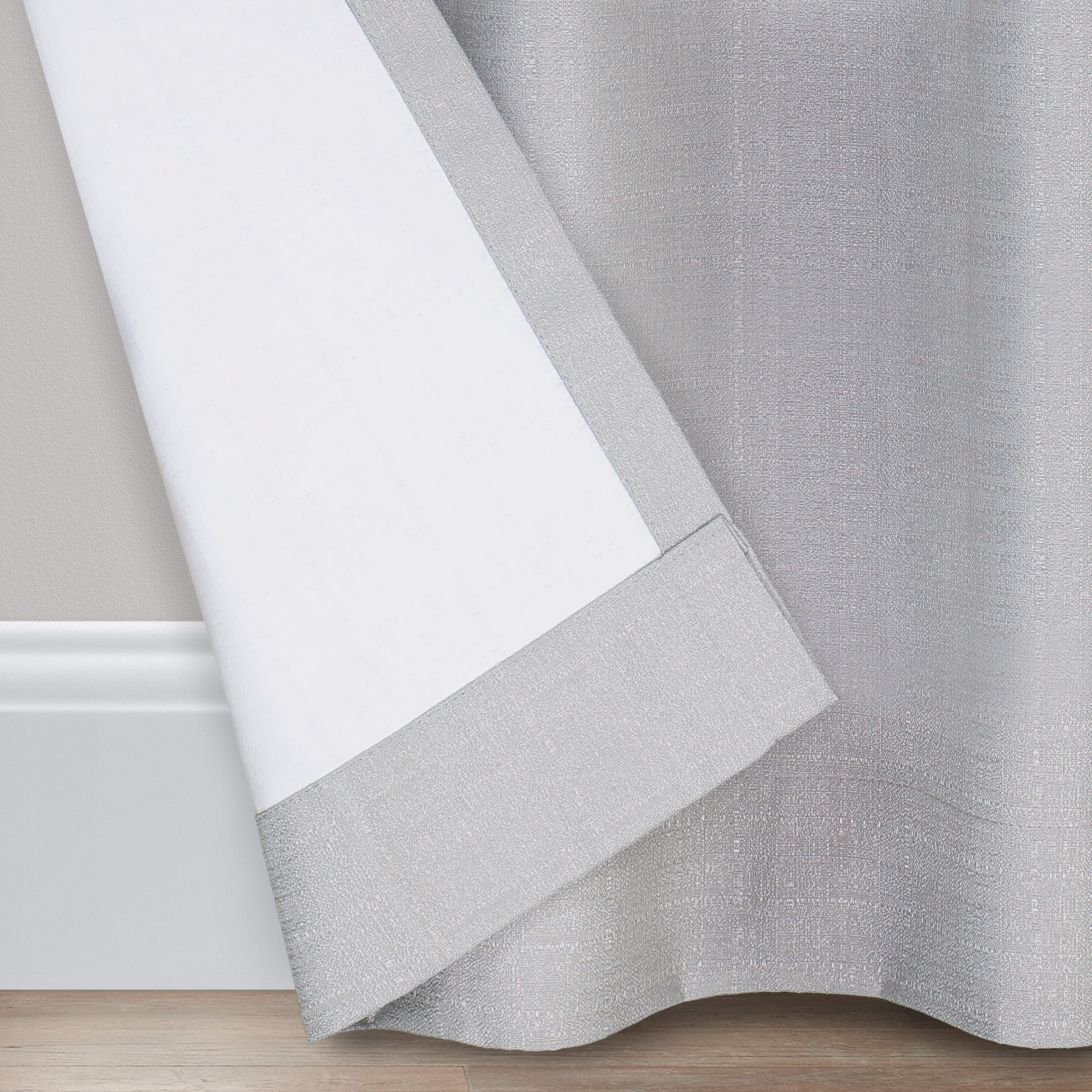 (2 pack) Eclipse Samara Solid Blackout Curtains, Single Curtain Panel, 84 Inch Long Blackout Curtains, 42" W x 84" L, Light Gray
