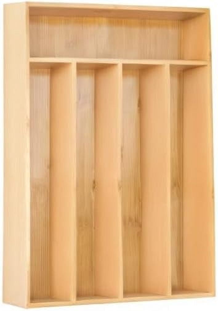 Silverware Organizer Kitchen Drawer Organizer Utensil Organizer Bamboo Silverware Holder Cutlery Organizer in Drawer Flatware Organizer Tray(5 slots, Natural