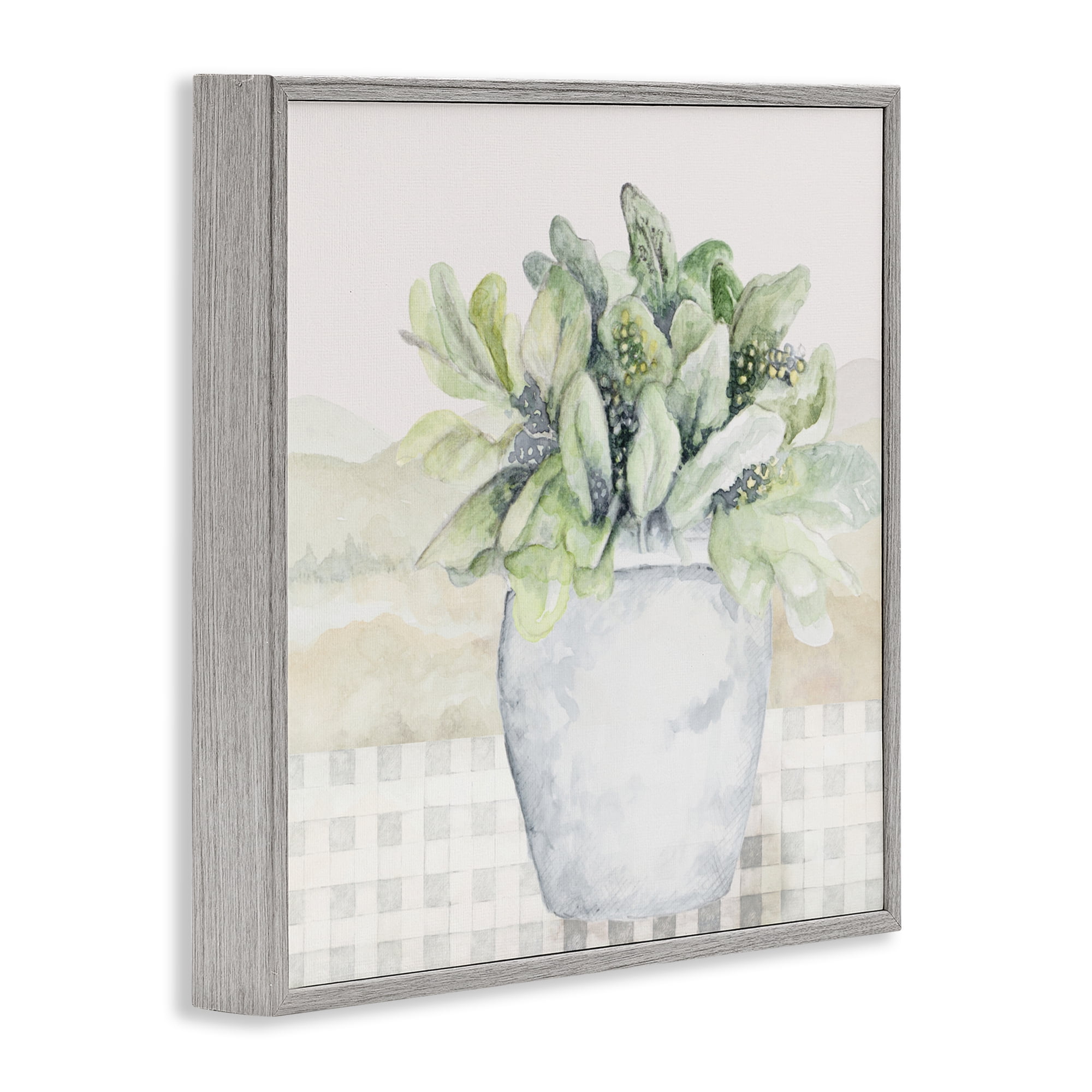 Stupell Industries Potted Farm Herbs Arrangement Gray Framed Giclee Art, design by Janice Gaynor