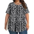 thumbnail image 5 of YABCSAZ Plus Size Tops for Women Short Sleeve T Shirts Crewneck Floral Trendy Tops Summer Casual Blouse Loose Fit Soft Comfy Tee Shirts Women's Oversize Tops Size L-5XL, 5 of 8