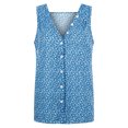 thumbnail image 3 of Pompotops Mode Femmes Casual Bouton Impression Sling V-Cou Slim Sans Manches Débardeurs Sexy, 3 of 8