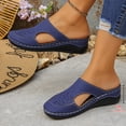 thumbnail image 5 of Miluxas Women's Breathable Hollow Cutout Wedge Slide Mules, Backless Slip On Platform Orthopedic Walking Clogs, Non Slip Soft Leather Casual Shoes Blue 7.5(40), 5 of 7