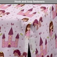 thumbnail image 4 of Fantasy Dog Crate Cover, Cartoon with Castle and Unicorn Stars Background Cartoon Drawing Style, Easy to Use Pet Kennel Cover for Dogs, 35" x 23" x 27", Pale Mauve Brown Pink, by Ambesonne, 4 of 6