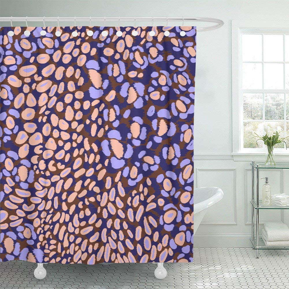 Bpbop Brown Abstract Leopard Colorful Animal Spots Orange Africa African Brazil Camouflage Cat Cheetah Shower Curtain 66x72 Inch