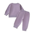 thumbnail image 3 of Durtebeua Toddler Baby Boy Fall Winter Clothes Color Block Long Sleeve Sweatshirt Pullover Tops + Joggers Pants Outfit Set Z02-Light Purple,3-6 Months, 3 of 7