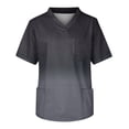 thumbnail image 4 of Domuza Scrub Shirts for Men Tie-Dye Gradient V Neck Short Sleeve Caregiver Uniform Relaxed Fit Comfy Soft Medical Scrub Tops with 3 Pockets Black 2XL, 4 of 5